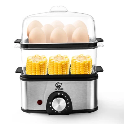 Edelstahl Eierkocher Eipicker Kontrollleuchte Signalton 6 Eier* 2-Schicht 500W - Bild 1 von 4