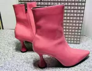 Gr. 37 6 Stiefeletten High Heel Stiefel Bubble Gum Barbie Rosa Lackleder Newbella - Bild 1 von 10