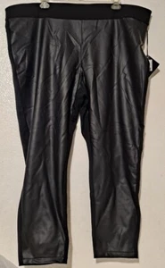 Ava & Viv Black Faux Leather Pants Plus Size 4X Black - Picture 1 of 14