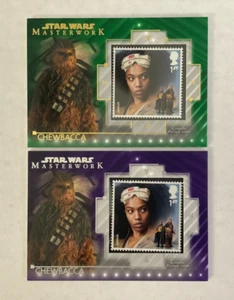 2020 Star Wars Masterwork - STAMP RELIC Lot - CHEWBACCA Green /99 & Purple /50 - Picture 1 of 2