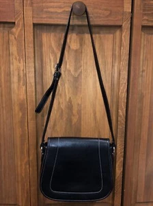 Talbot black leather single strap shoulder purse. - Picture 1 of 8