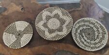 Coiled Seagrass Baskets Decorative Boho Set Of 3