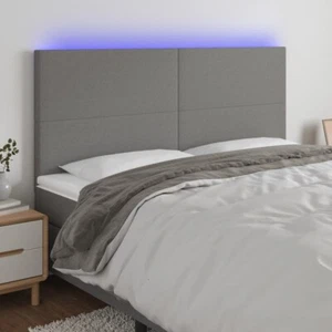 NNEVL LED Headboard Dark Grey 160x5x118/128 cm Fabric - Picture 1 of 6