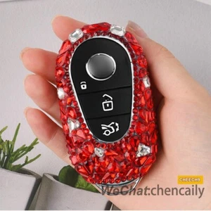 Red Diamond Crystal Car Key Case Cover Holder For Benz C Class C200L S Class - Picture 1 of 6