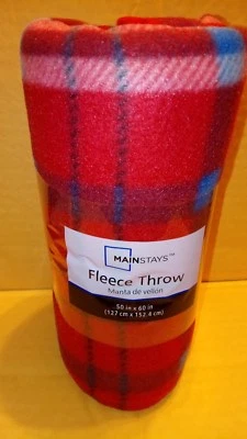 Manta polar color tartán rojo 50 x 60 Mainstay Foto 1 de 3