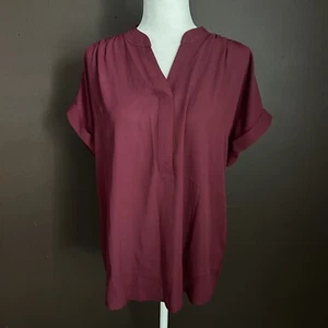 Charter Club Größe Mittel kurzärmelig Polyesterbluse Top kastanienbraun Neu - Bild 1 von 5