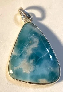 Larimar Pendant Sterling 1.75" L-265 - Picture 1 of 3