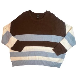 Rue + Suéter Mujer 3X Boho Informal Bloque de Color Marrón Azul Tejido Camisa Acogedora Top - Imagen 1 de 9