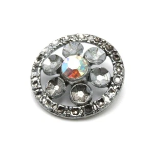 Antique Large Metal Openwork Button with Center Rhinestone 7/8" - Picture 1 of 5