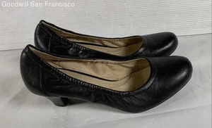 Naturalizer N5 Comfort Black Leather Round Toe Block Pump Womens Heels Size 6M - Picture 1 of 6