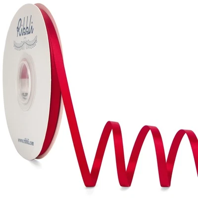 Ribbli Red Satin Ribbon,Double Faced Satin 1/4 inch x Continuous 50 Yards,Red - Image 1 of 4