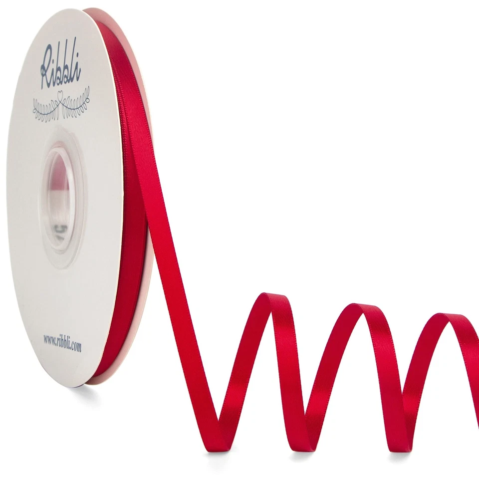 Ribbli Red Satin Ribbon,Double Faced Satin 1/4 inch x Continuous 50 Yards,Red - Image 1 of 4