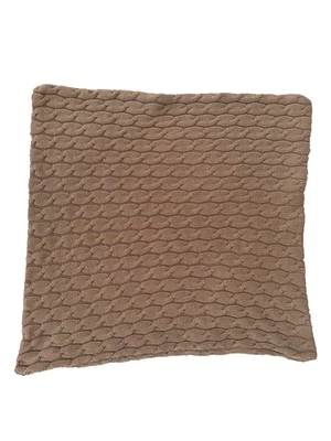 Restoration Hardware ￼ Cable Knit Pillow Case Cover 23" X 23" Brown Cotton - Image 1 of 4