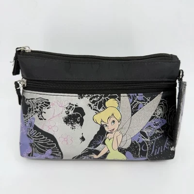 Cartera sin asas Disney Tinkerbell negra/púrpura con ranura para fotos 8" x 6" Foto 1 de 4