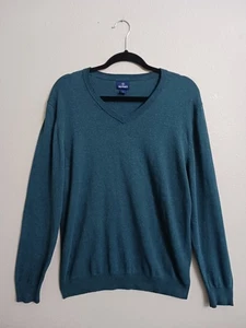 Old Navy Large Womens L Dark Teal Blue V Neck Pullover Sweater - Picture 1 of 3