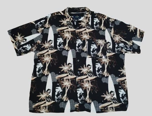 Ivy Crew Hawaiian Shirt Front Pocket XL 100% Rayon Surfer Girl Short Sleeve - Picture 1 of 19