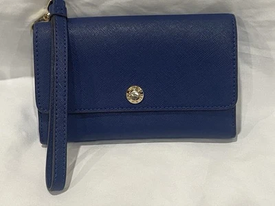 Cartera Muñequera Henri Bendel Azul Marino Azul Teal Forro Pasaporte Compartimento Foto 1 de 4