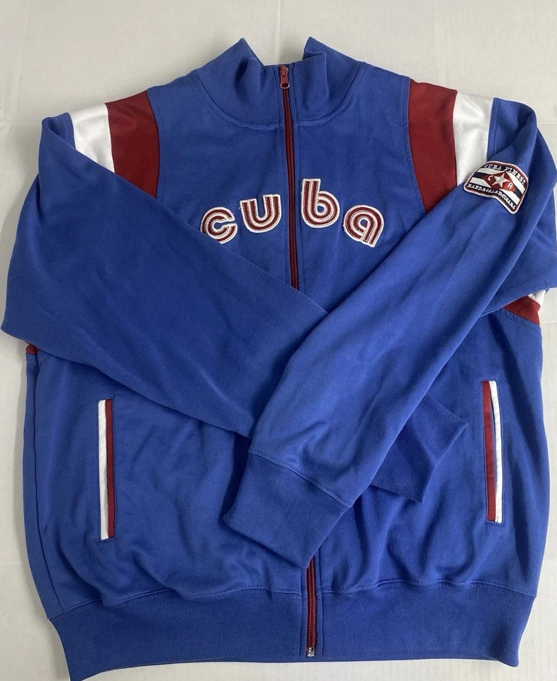 Chaqueta deportiva Point Zero Cuba rara para hombre L azul rojo blanco parche bandera retro cremallera Foto 1 de 4