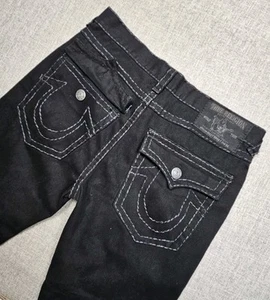True Religion Jeans Mens 40x34 Black Ricky Super T Denim Hip Hop Baggy Y2K - Picture 1 of 11