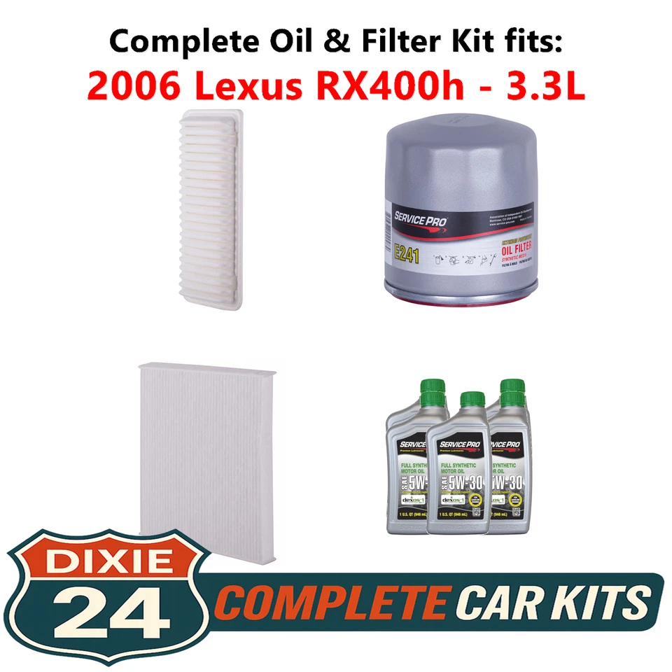 Fits: 2006 Lexus RX400h 3.3L Complete Oil, Air & Cabin Filter Kit (5W-30) Foto 1 de 4