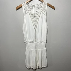 Abercrombie & Fitch Romper White Gauze Lace Sleeveless Summer Beach Vacation S - Picture 1 of 9