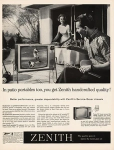 1961 Zenith Television: Patio Portables Vintage Print Ad - Picture 1 of 1