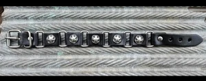 New Rustic Bracelet Black Leather Antique Silver Metal Biker Buckle Edgy Cuff - Picture 1 of 6