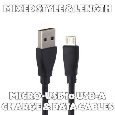 Cables mixtos de carga y sincronización micro-USB a USB - negros (únicos) / longitud mixta Foto 1 de 4