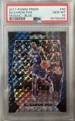 2017-18 Panini Prizm De'Aaron Fox Rookie - Mosiac Blue #40. PSA 10. - Image 1 of 2