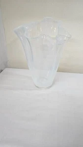 mid century modern italienisches Glas Taschentuch opalisierend 16 in Form Vase - Bild 1 von 5