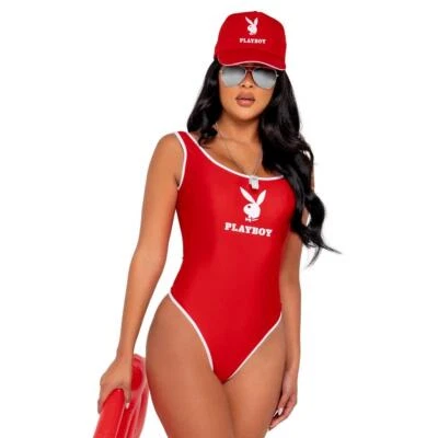 Conjunto de Disfraz de Salvavidas Playboy Traje de Baño Estilo Body Gorra Silbato Baywatch PB129 Foto 1 de 4