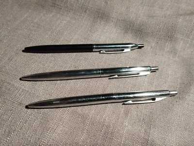 lot 3 anciens STYLOS BILLE REYNOLDS ACIER argenté - Photo 1/4