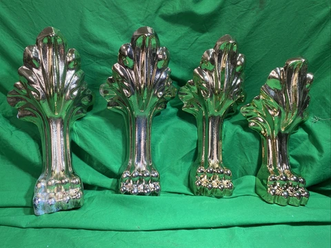 4 MATCHING Gold CAST Aluminum FURNITURE / Bathtub  LEGS WITH CLAW FEET Cover