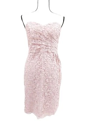 NUEVO $149/DAVID'S NOVIA/MINI VESTIDO/ENCAJE FLORAL/FUNDA/TALLA 12/SIN TIRANTES/ Foto 1 de 4