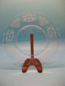 Cambridge Clear Glass Rose Point Etched Luncheon or 8” Salad Plates - Set of 2 - Picture 1 of 2