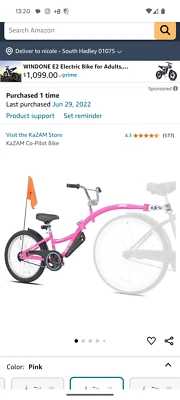 KaZam Co-polit 自行车串联附件 适合儿童 全新 粉红色 — 第 1/4 张图片