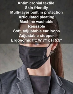 Stormtech Maschera Viso Adulto Antimicrobica Multistrato Riutilizzabile Regolabile Lavabile - Foto 1 di 16