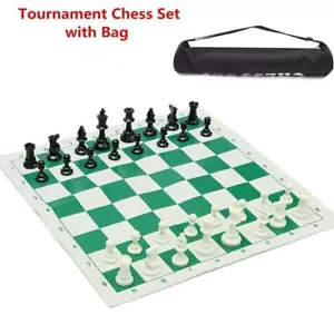 Set di scacchi torneo di plastica, tappetino arrotolabile campeggio viaggio divertimento 35x35 cm - Foto 1 di 7