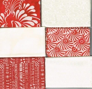 Red Batik Mix 6 x Fabric Fat Quarters Pack F306 - Picture 1 of 1