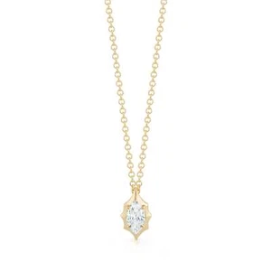 0.20ct Marquise cut Lab Grown Diamond 18k gold 6mm pendant with chain necklace - Picture 1 of 10