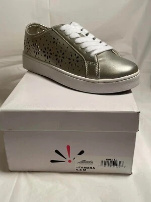 Isaac Mizrahi Live Tamara SOHO Lace-Up Sneakers Women's Shoes Size 6.5M Gold - Image 1 of 4
