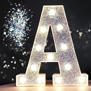 led Marquee Light up Letters, Glitter Alphabet Letter Sign Battery Powered Night - Picture 1 of 7
