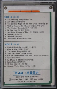 The Great Songs of Mario Lanza Cassette Tape Korean Release K-Tel Label NE 1110 - Picture 1 of 5