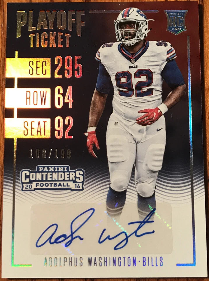 2016 Panini Contenders Playoff Ticket Autograph Adolphus Washington #202 - Image 1 of 3