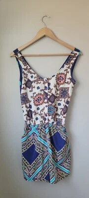 George G21 Multicoloured Playsuit With Tie at Back With Pockets Size 8 - Image 1 of 4