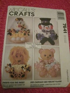 McCALL 7641 TREAT BASKETS Snowman CHICKEN Lion BEAR Dog SEWING PATTERN Uncut! - Picture 1 of 2