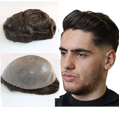 Natural Hair Thin Skin Human Hair Men Toupee Hair System Man Hair Prosthesis Wig - Image 1 of 4