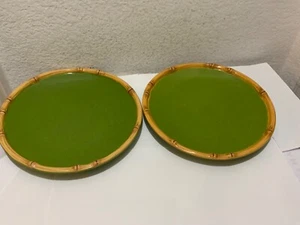 Set of (2) - Target Ipanema Bamboo - 11" Green Round Dinner Plates - G17 - Picture 1 of 7