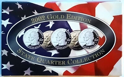 2002 24kt Gold-Layered US Mint 5-Coin State Quarter BU Set w/ COA - Image 1 of 4