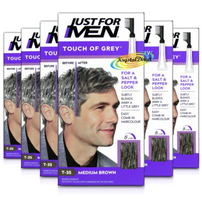 6x Just for Men Touch of Grey T35 Mittelbraun Easy Comb in Haarfarbe Färben